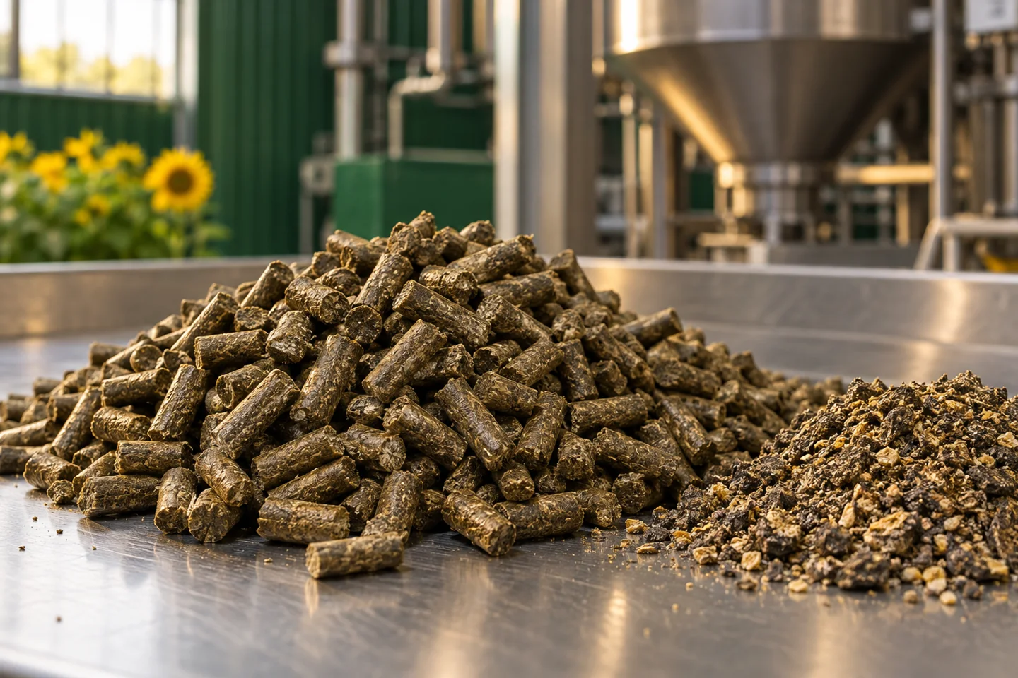 Sunflower meal in pellets